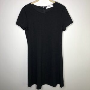 💜 Bacio black crepe knit short sleeve LBD little black dress size large